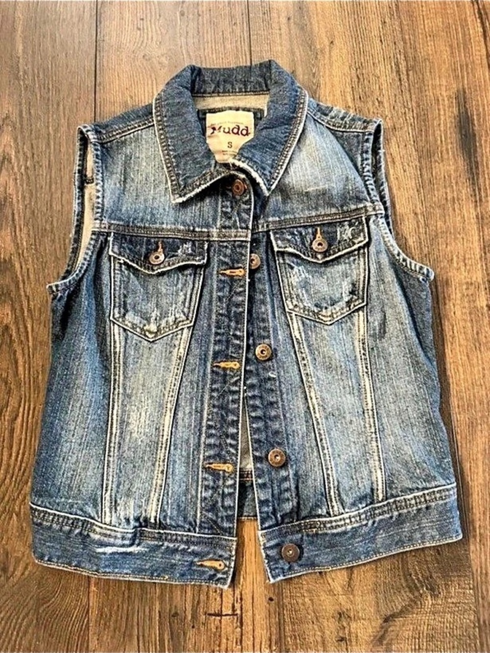Mud Denim Vest in Blue Size Small
